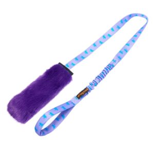 Gioco in pelo sintetico e squeak Faux Fur Squeaky Bungee Chaser Viola - tug-e-nuff