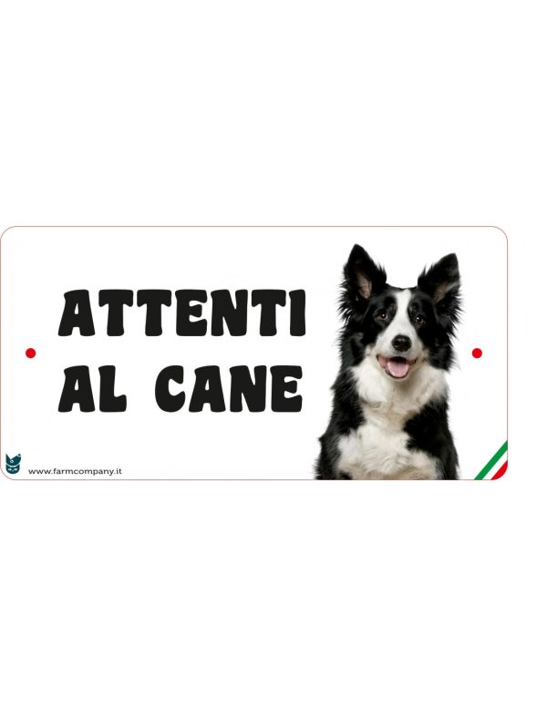 Targa in FOREX con scritta "Attenti al cane" BORDER COLLIE
