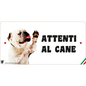 Targa in FOREX con scritta "Attenti al cane" BULLDOG INGLESE