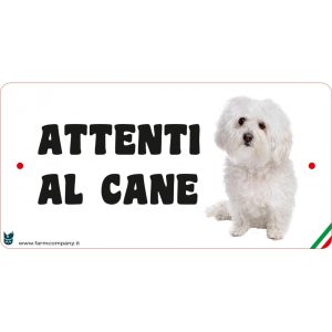 Targa in FOREX con scritta "Attenti al cane" MALTESE