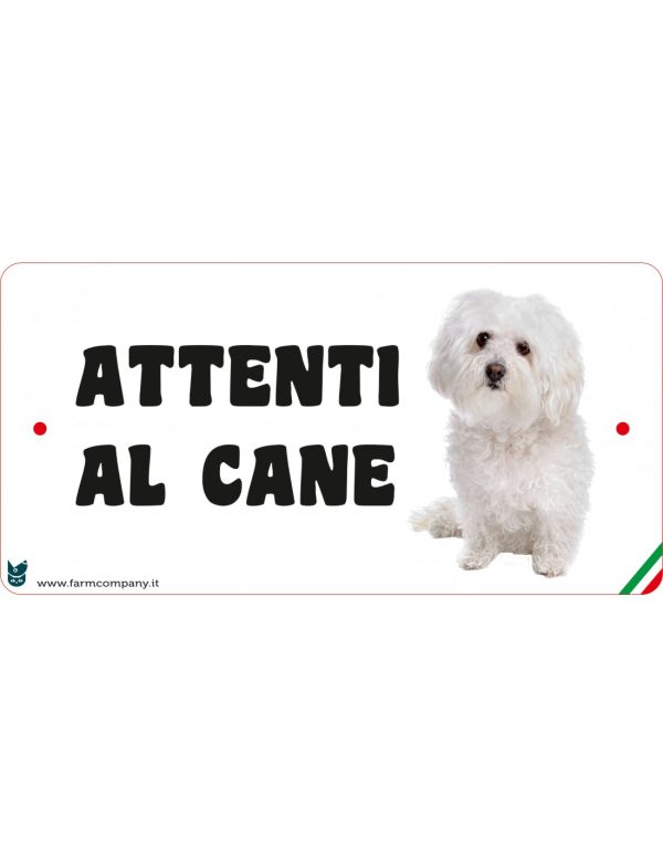 Targa in FOREX con scritta "Attenti al cane" MALTESE