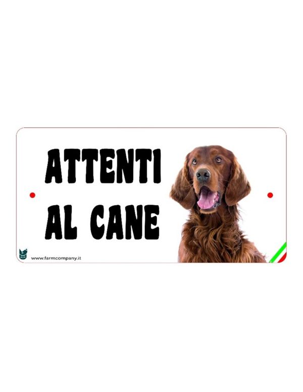 Targa in FOREX con scritta "Attenti al cane" SETTER IRLANDESE