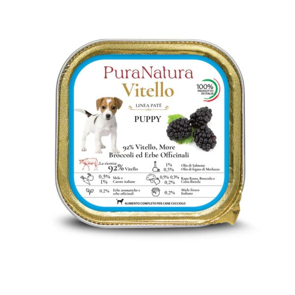 PATÉ PUPPY VITELLO E MORE 150 g - PuraNatura