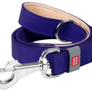 Guinzaglio classico in pelle 122 cm, Viola - WAUDOG