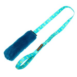 Gioco in pelo sintetico e squeak Faux Fur Squeaky Bungee Chaser Verde - tug-e-nuff