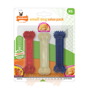 Masticativi in nylon Moderate Chew – Confezione 3 ossi (pollo e pancetta) per cani piccoli - Nylabone