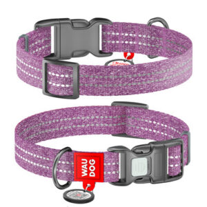 Collare regolabile Re-cotton in cotone riciclato con QR passport Viola - WAUDOG