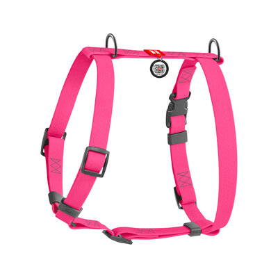 Pettorina ad H impermeabile in nylon con QR passport Fuxia - WAUDOG