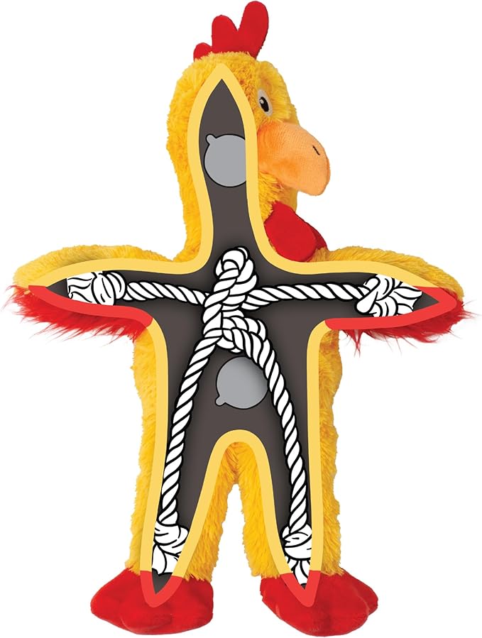 Gioco in Peluche con Corda Interna e Squeak Knots Chicken Small - KONG - immagine 4