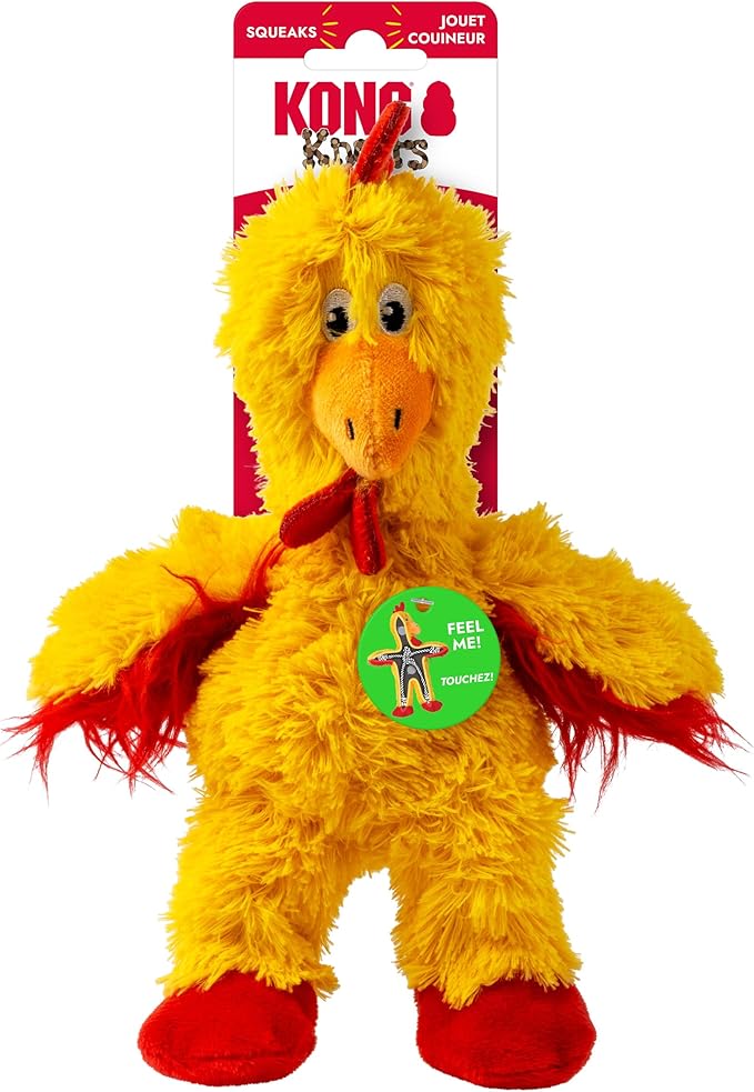 Gioco in Peluche con Corda Interna e Squeak Knots Chicken Small - KONG - immagine 5