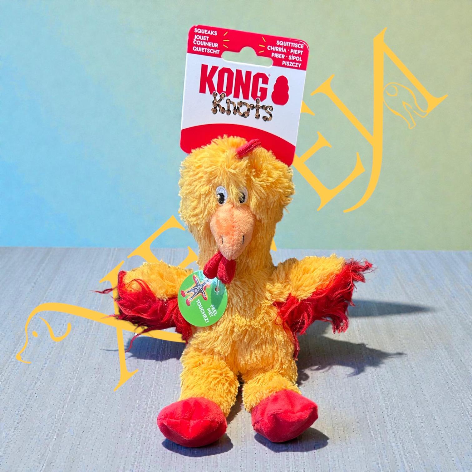 Gioco in Peluche con Corda Interna e Squeak Knots Chicken Small - KONG