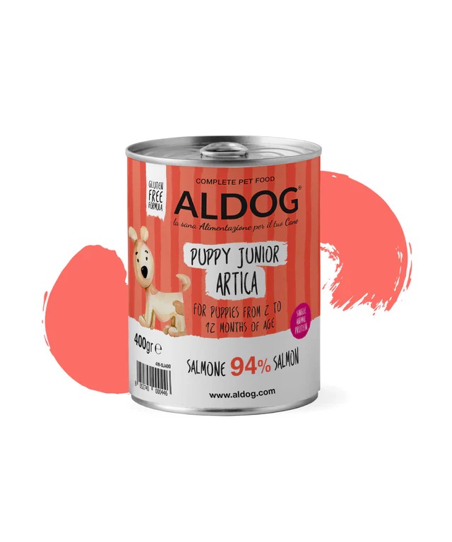 Alimento umido completo per cuccioli Puppy Salmone 94% - Aldog