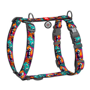Pettorina ad H regolabile in nylon con QR passport "Toothed monsters" - WAUDOG