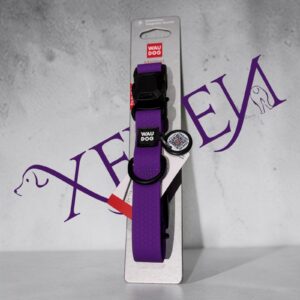 Collare per cani impermeabile con fibbia magnetica e medaglietta QR Viola - WAUDOG