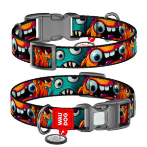 Collare regolabile in nylon con QR passport "Toothed monsters"- WAUDOG