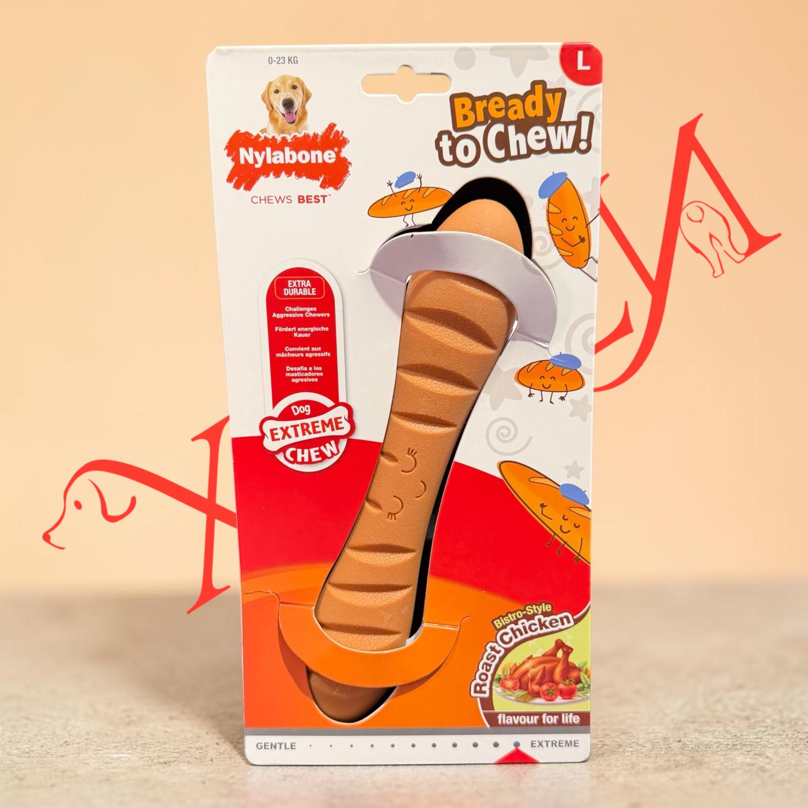 Nylabone Power Chew Baguette Large – Gioco da Masticare al Gusto Pollo Arrosto