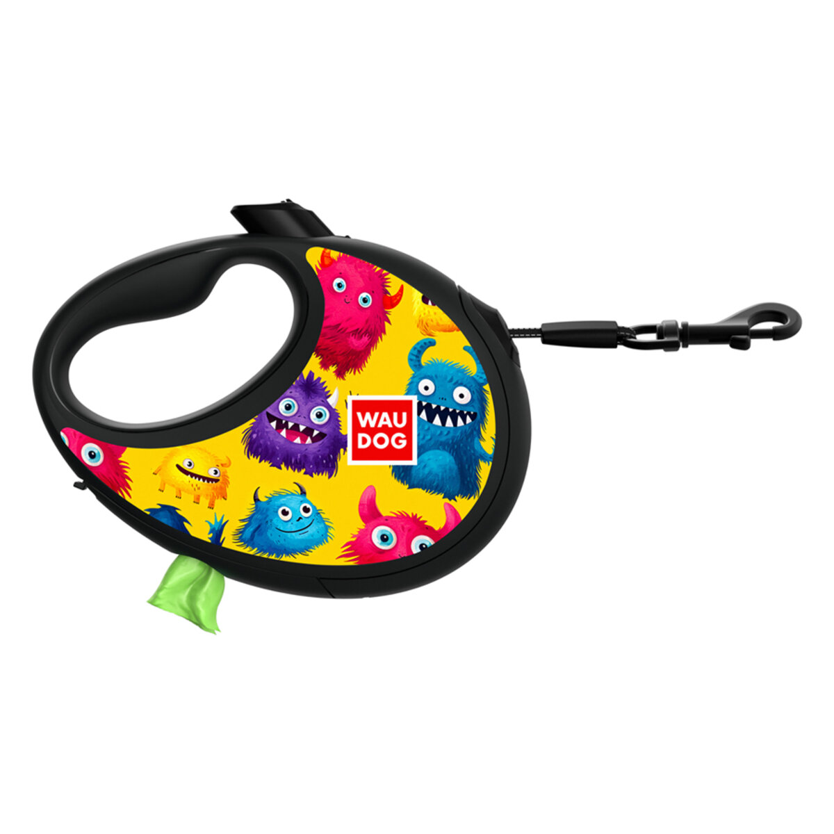 Guinzaglio retrattile 5 m con porta-sacchetti R-Leash Furry Monsters M - WAUDOG - immagine 6