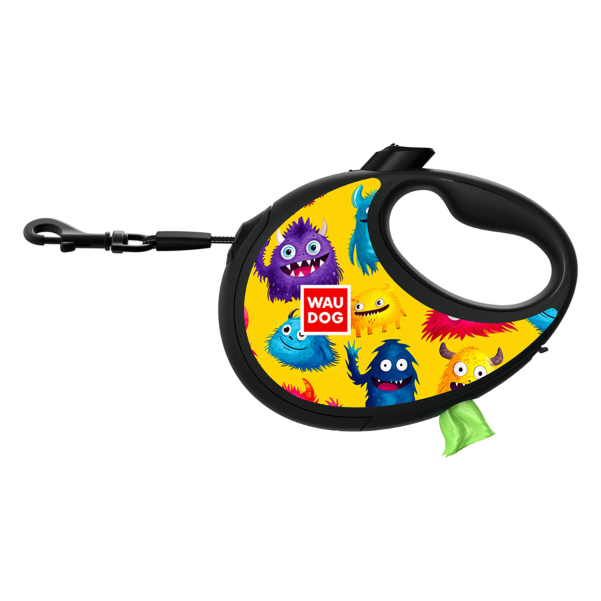 Guinzaglio retrattile 5 m con porta-sacchetti R-Leash Furry Monsters M - WAUDOG - immagine 4