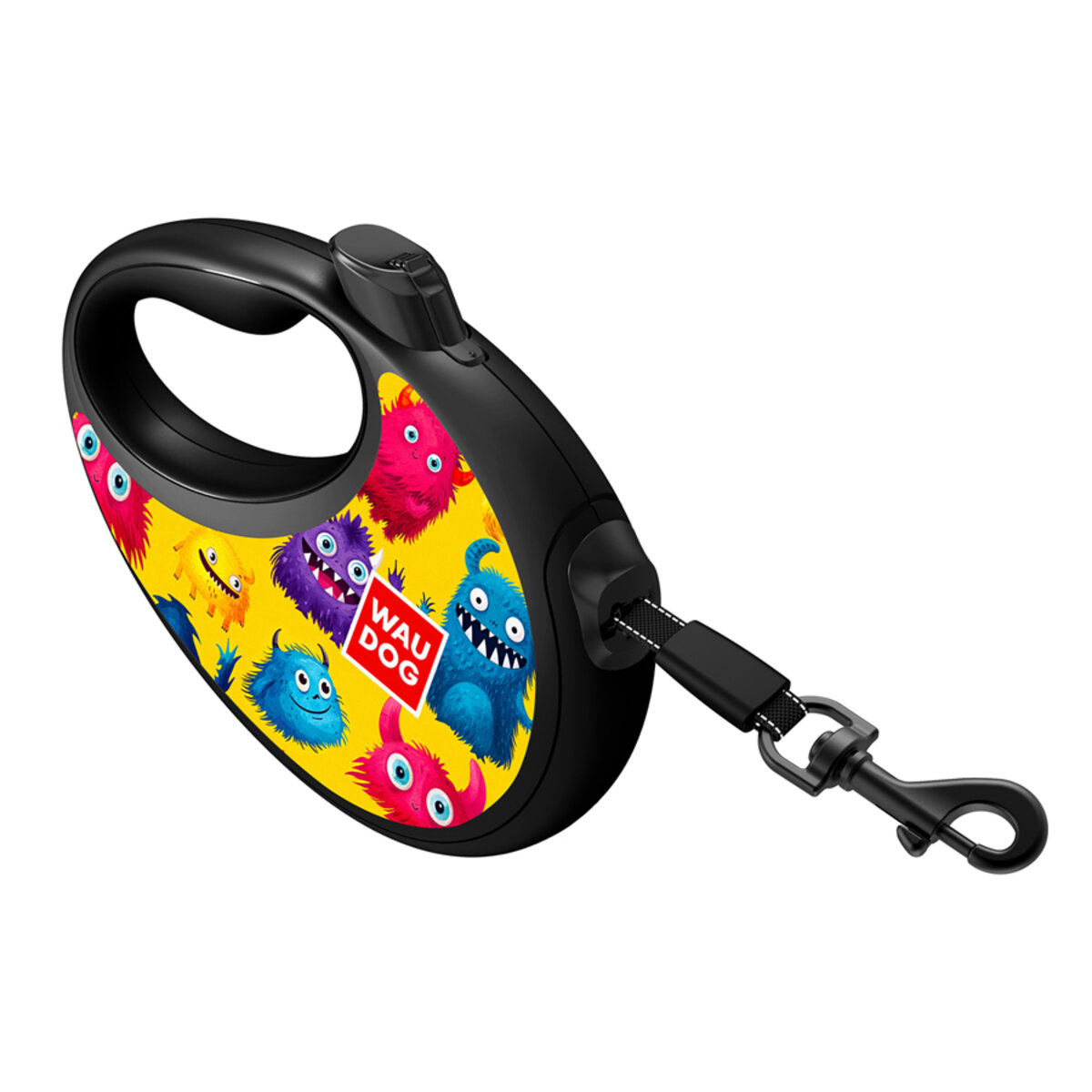 Guinzaglio retrattile 5 m con porta-sacchetti R-Leash Furry Monsters M - WAUDOG