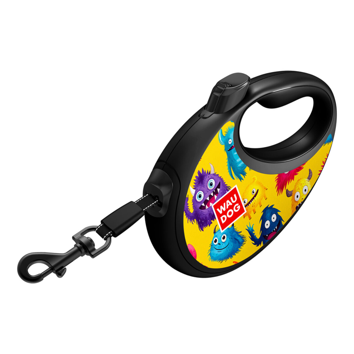 Guinzaglio retrattile 5 m con porta-sacchetti R-Leash Furry Monsters M - WAUDOG - immagine 3