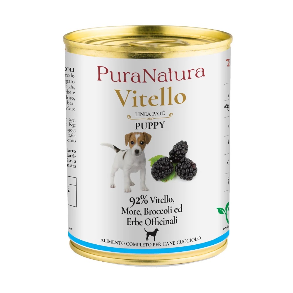 PATÉ PUPPY VITELLO E MORE 400 g - PuraNatura